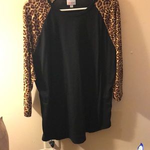LuLaRoe 2XL Randy Black with Leopard Print